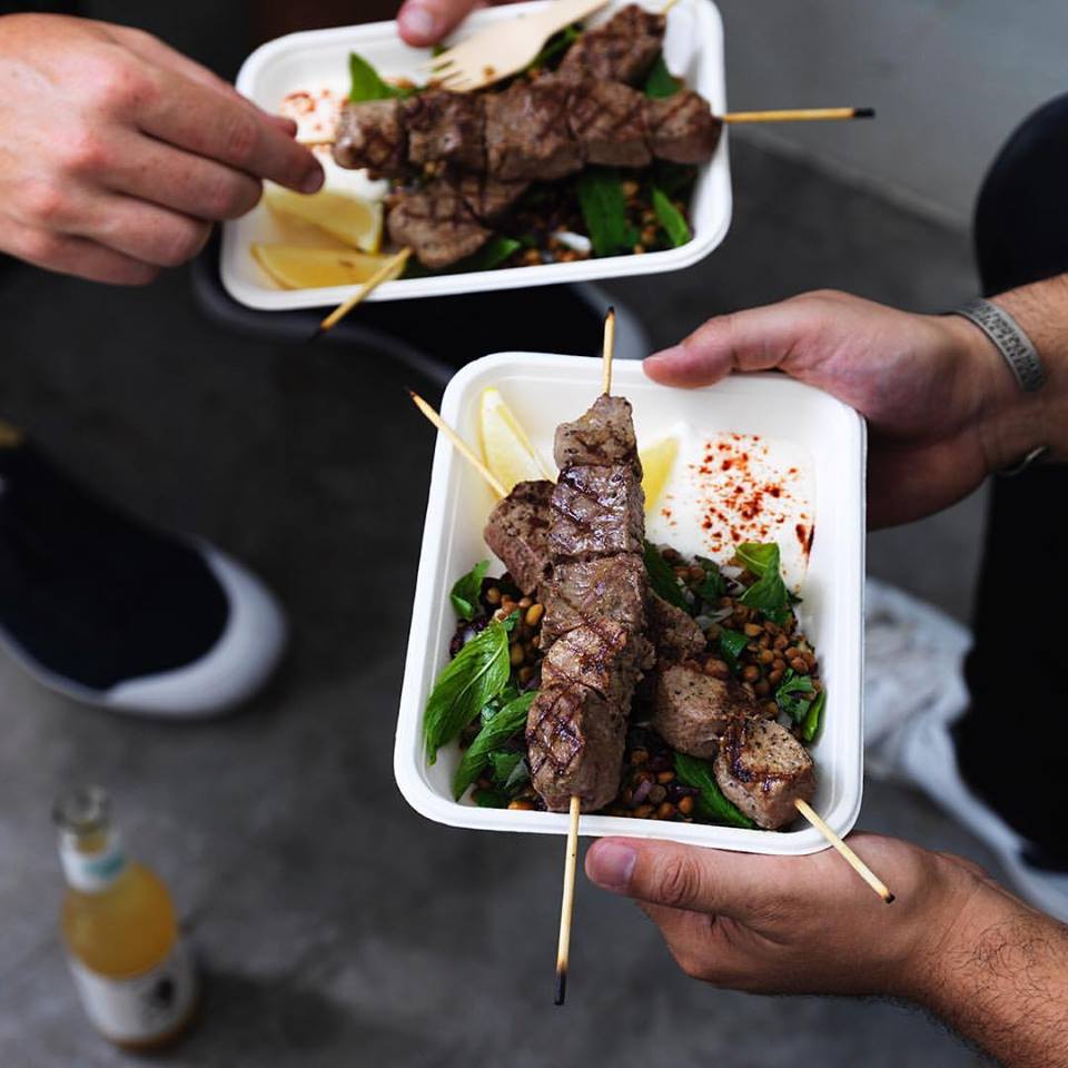 LAMB KEBABS WITH LENTIL SALAD